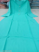 Sky blue solid rayon kurta with gota work, three-quarter sleeves, length 40-44, Indian-origin fashion wear
